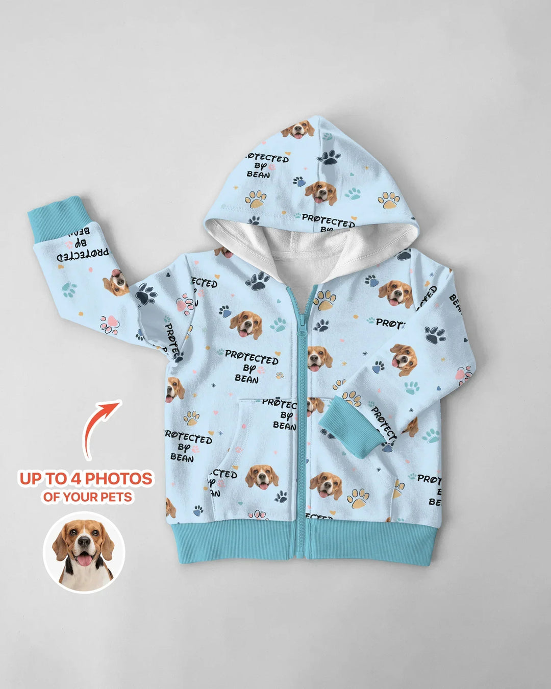Custom Dog Photo "Protected By" Bamboo Zip Hoodie