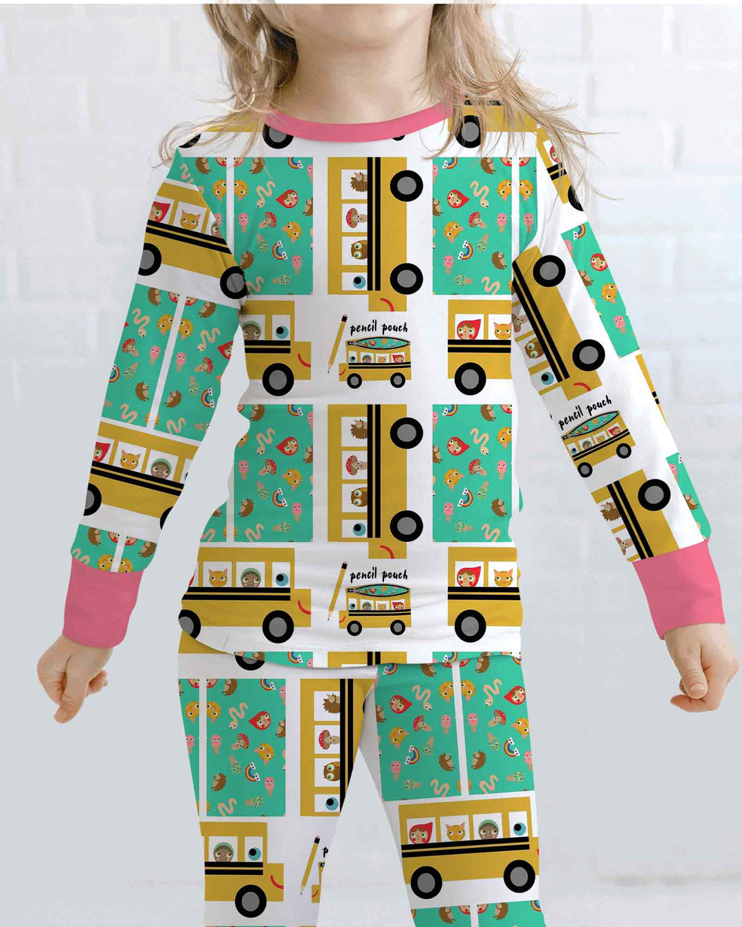 School Bus Adventures Bamboo Two Piece Long Sleeve Pajama Set