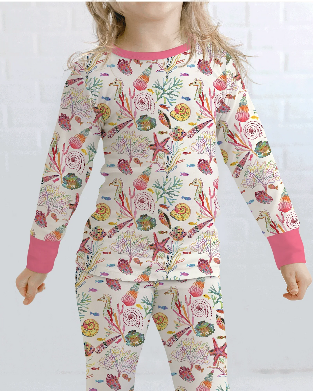 Tropical Reef Whimsy  Bamboo Two Piece Long Sleeve Pajama Set