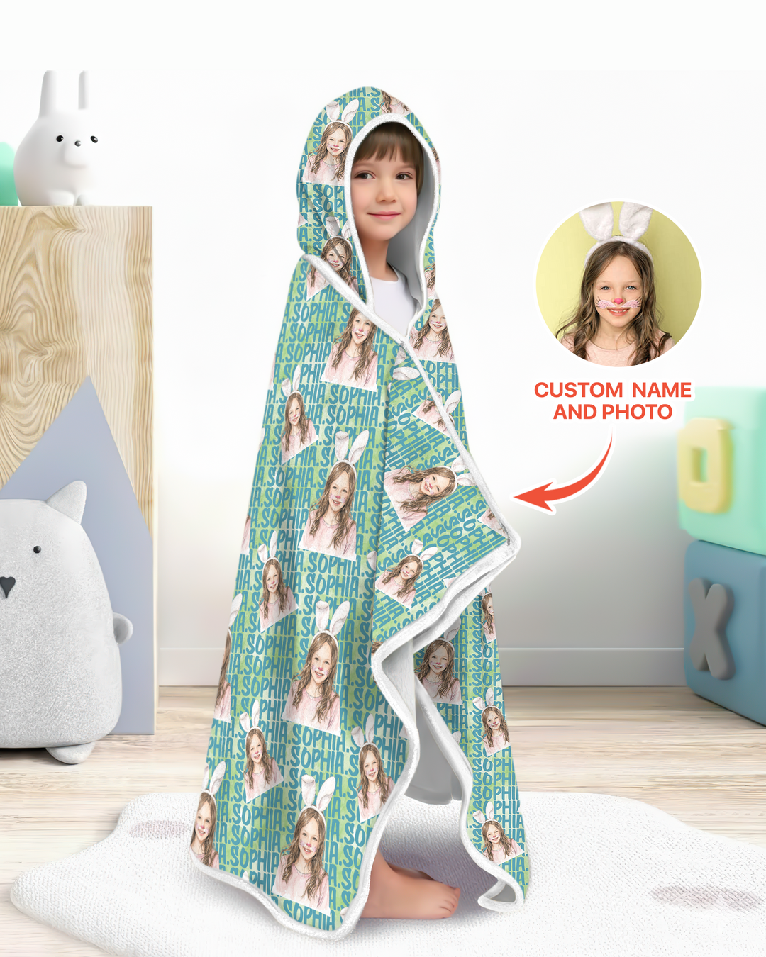 Colorful Kids Name Bamboo Blanket Hoodie