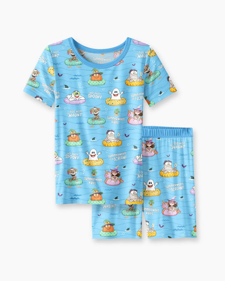 Conjunto de Pijama de Dos Piezas de Bambú con Mangas Cortas y Pantalones Cortos