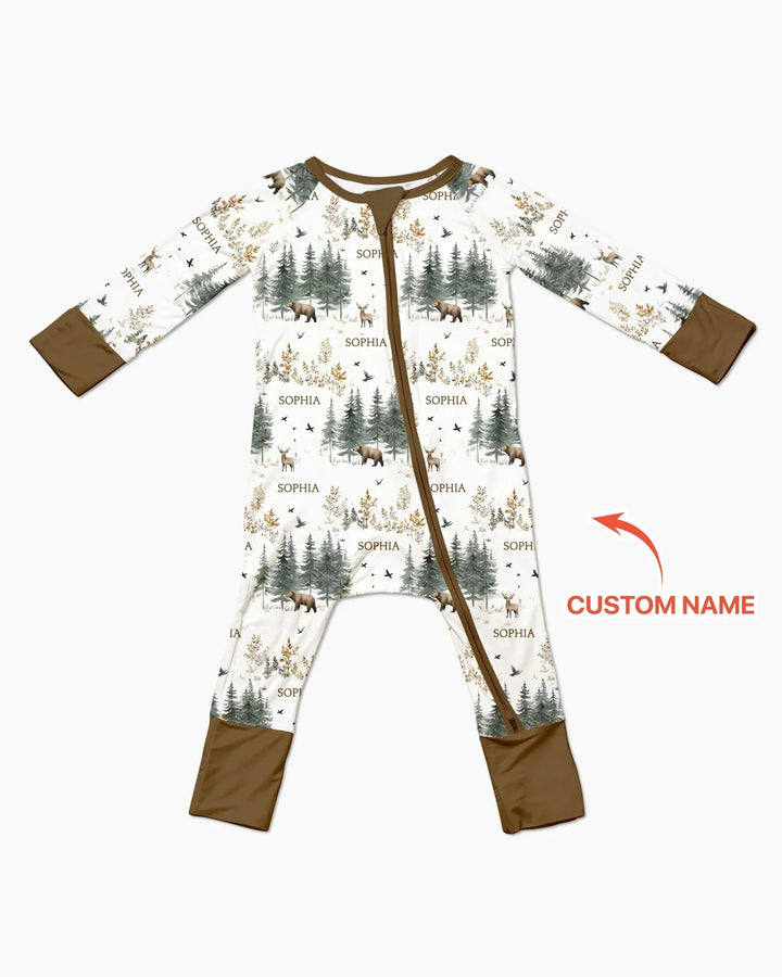 Custom Name Forest Bear Deer Bamboo Convertible Zippy