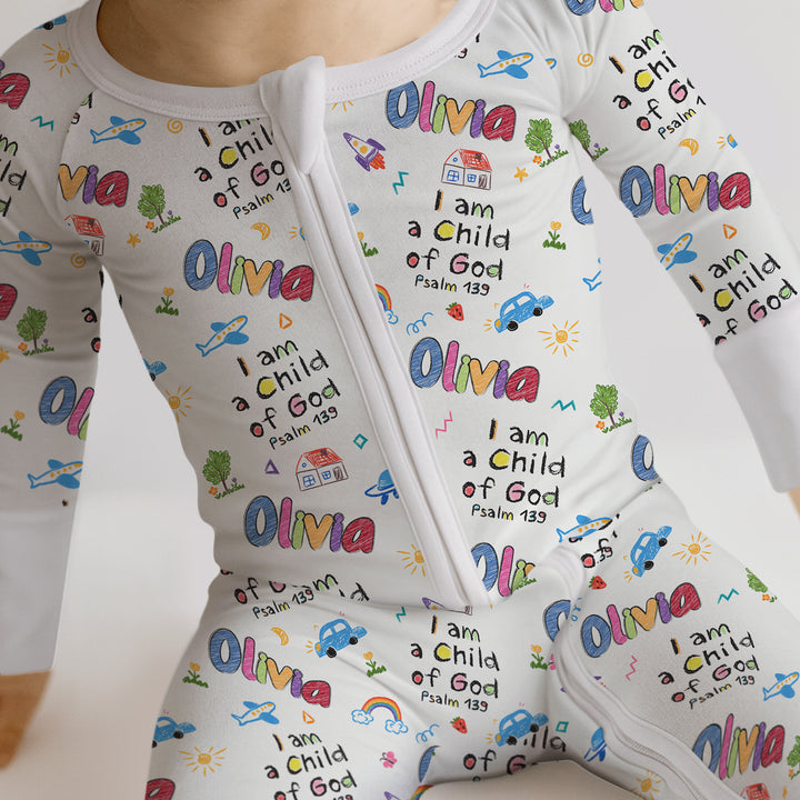 Custom name "I am a Child of God" - Crayon Style Convertible Zippy