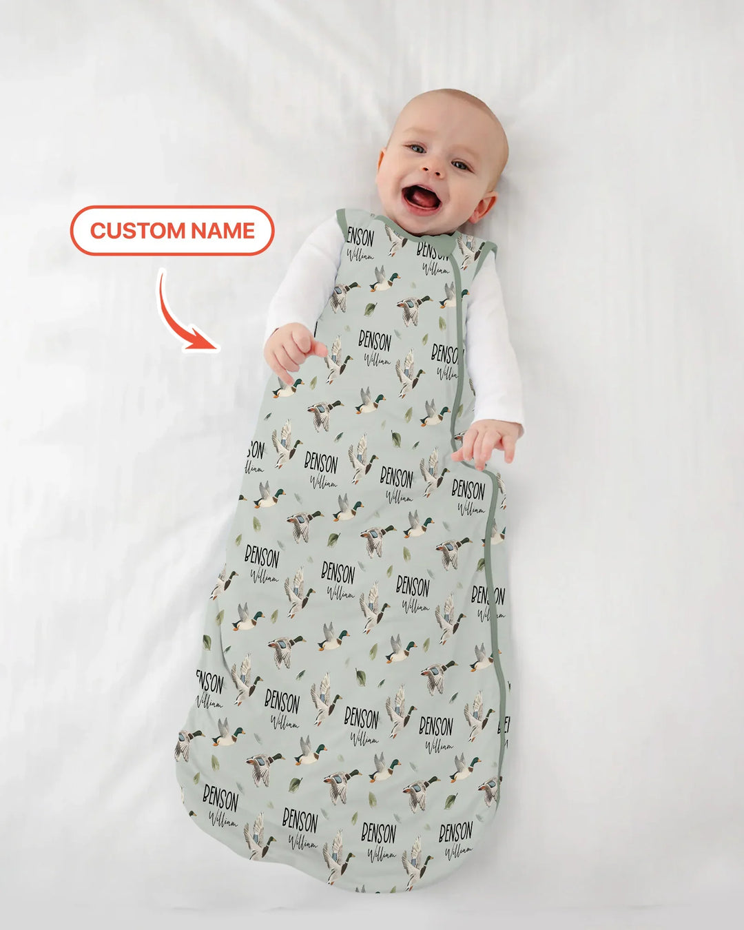 Custom Name Mallard Duck Bamboo Sleep Bag