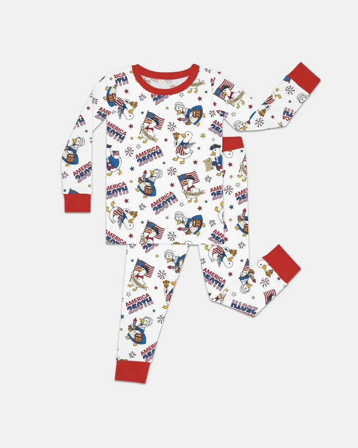 Patriotic Goose Celebrating 250 Years Two Piece Long Sleeve Pajama Set