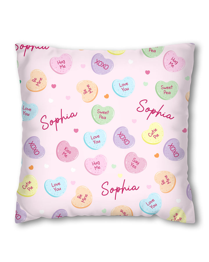 Custom Name Colorful Candy Hearts Family Matching Pillow Case