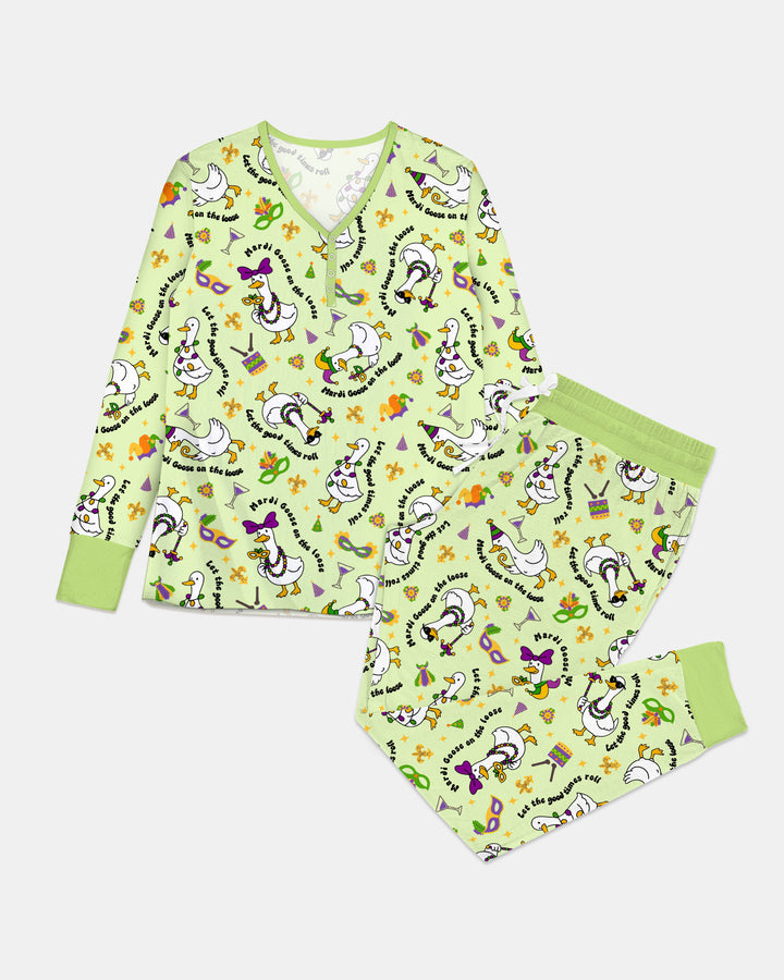 Mardi Gras Silly Goose Women Pajama Set