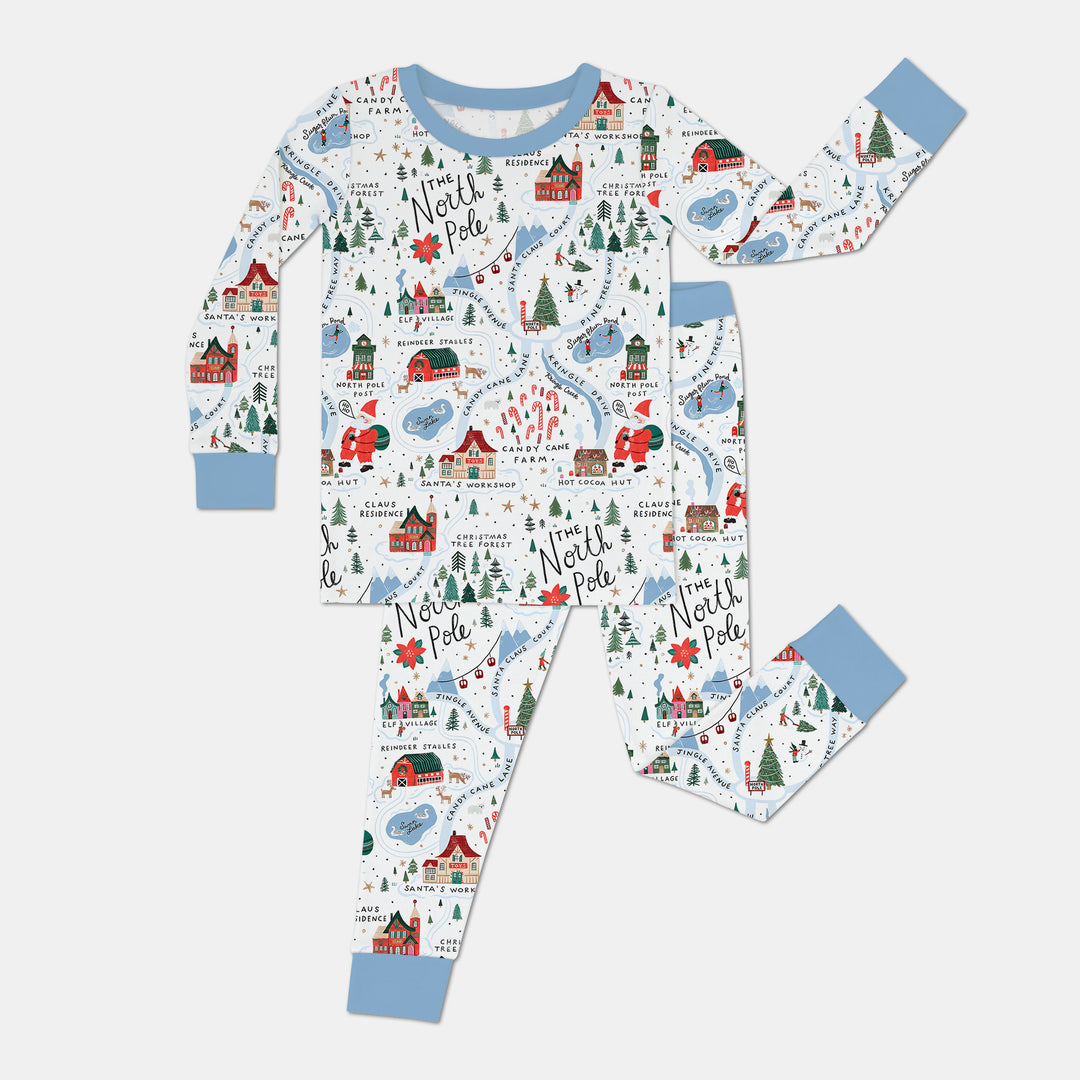The North Pole Map Two Piece Long Sleeve Pajama Set , The North Pole Map Two Piece Long Sleeve Pajama Set - 12-18M