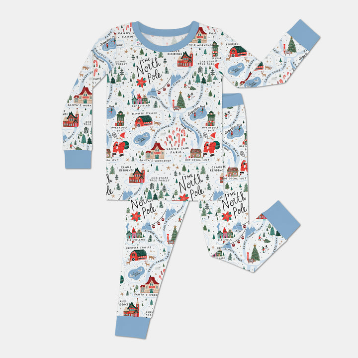 The North Pole Map Two Piece Long Sleeve Pajama Set , The North Pole Map Two Piece Long Sleeve Pajama Set - 12-18M