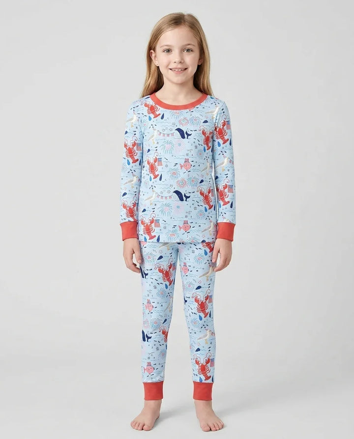 Zweiteiliges Langarm-Pyjama-Set mit Sommerfrüchten