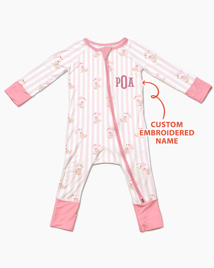 Custom Name Embroidered Birthday Girl  Bamboo Convertible Zippy