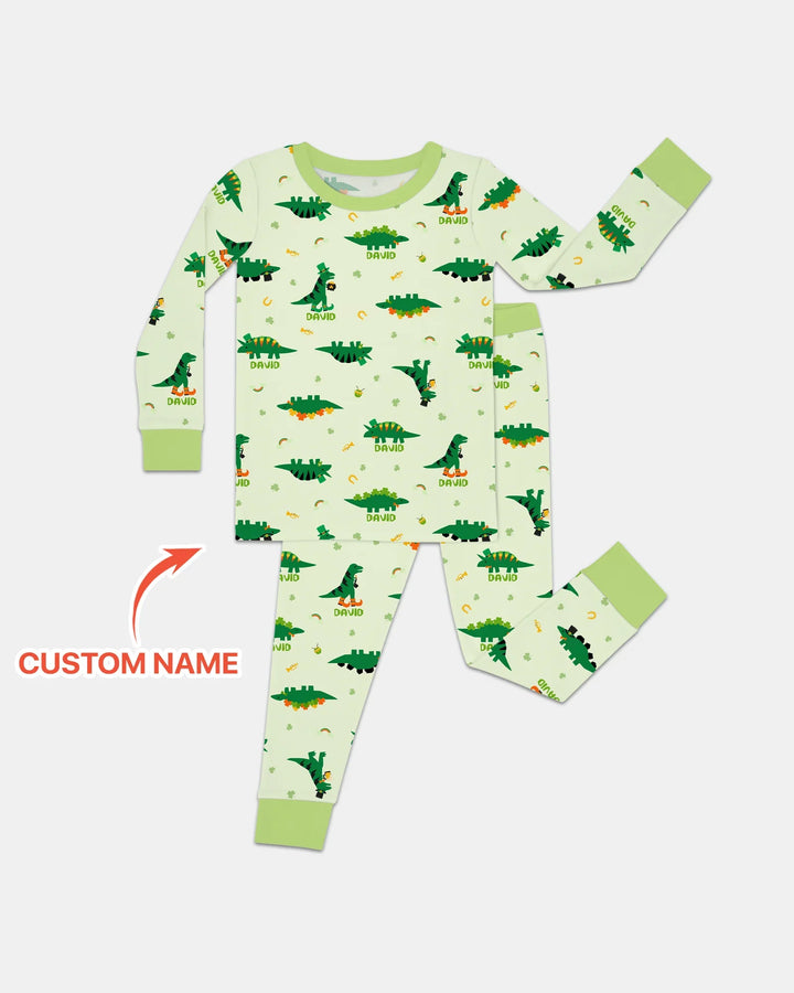 Lucky Dino Two Piece Long Sleeve Pajama Set