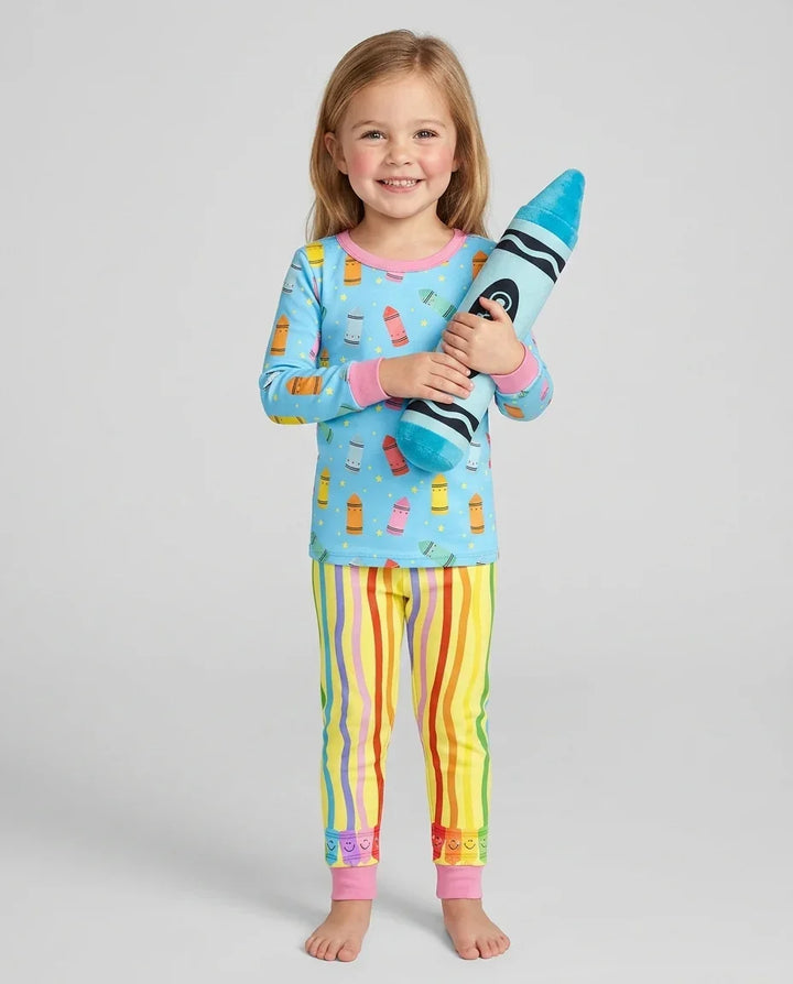 Happy Crayon Friends Bamboo Two Piece Long Sleeve Pajama Set