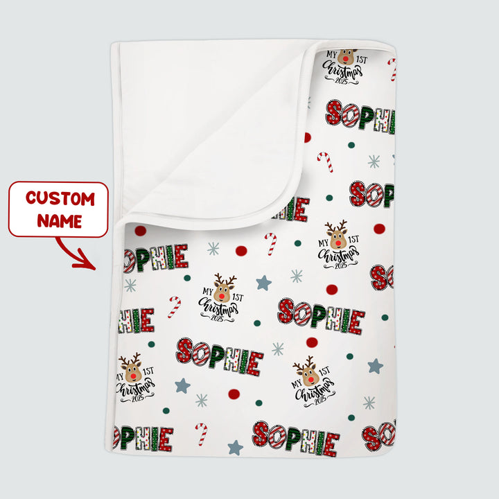 Custom Name "My First Christmas 2025" - Toddler Blanket (S)