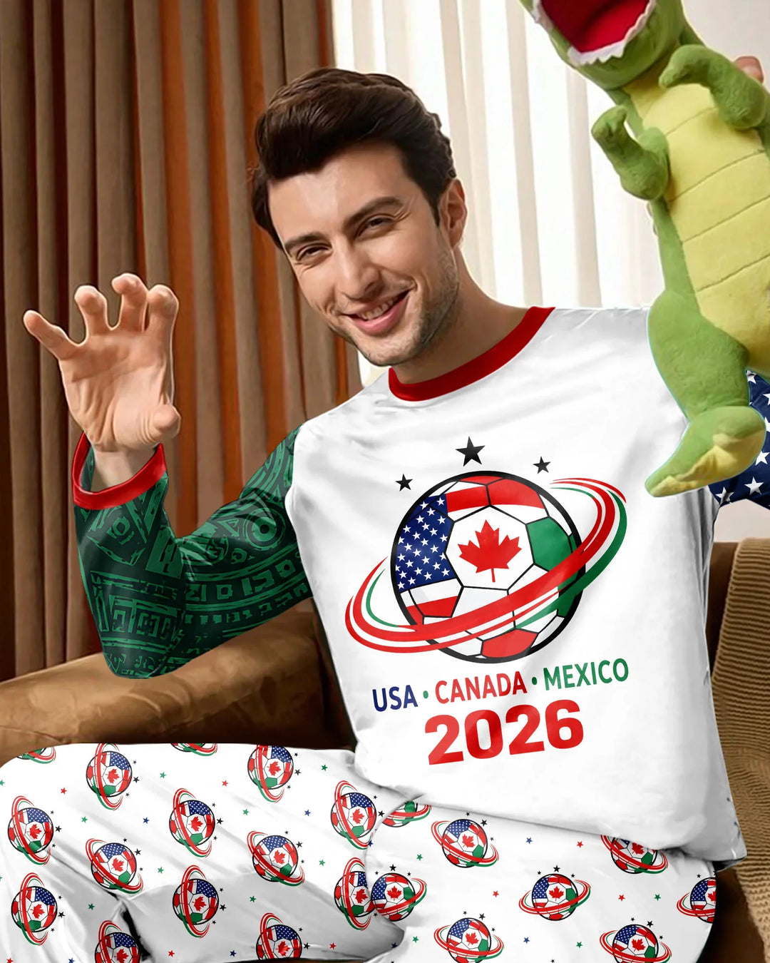 Soccer Cup USA Canada Mexico Bamboo Men's Pajama Set