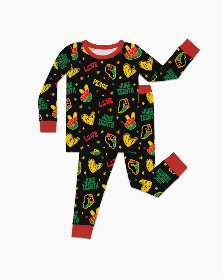 Peace Love Juneteenth Bamboo Two Piece Long Sleeve Pajama Set