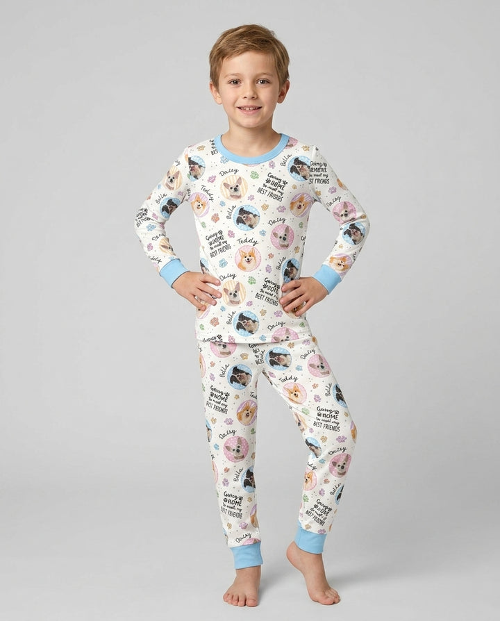 Custom Pet Photo My First Best Friend Bamboo Two Piece Long Sleeve Pajama Set