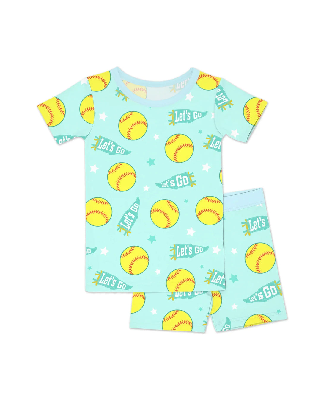 Softball Lovers Two Piece Short Sleeve Shorts Pajama Set