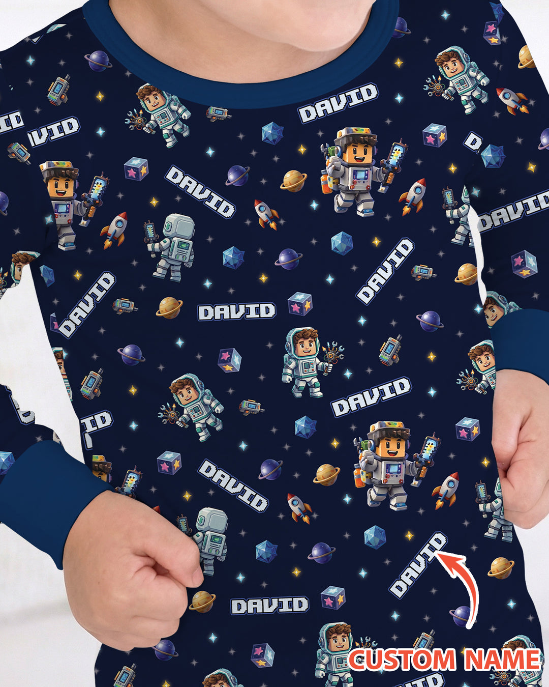 Blocky Universe Bamboo Two Piece Long Sleeve Pajama Set