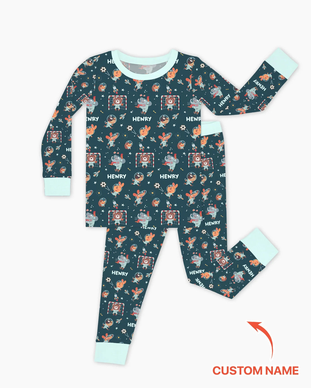 Conjunto de pijama de dos piezas de bambú con mangas largas, plantilla PERSONALIZADA