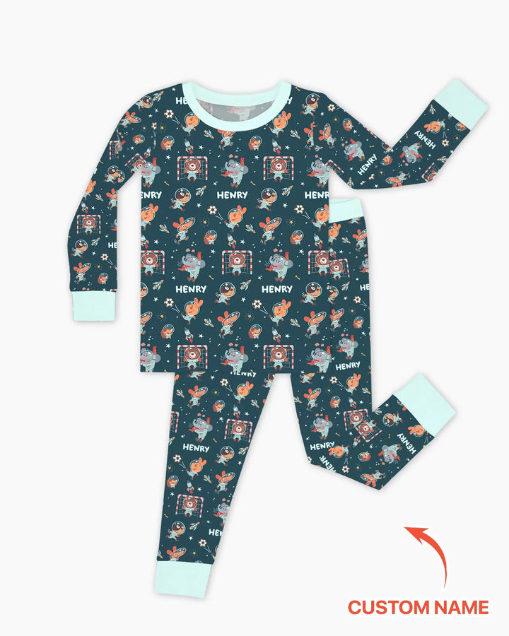 Conjunto de pijama de dos piezas de bambú con mangas largas, plantilla PERSONALIZADA