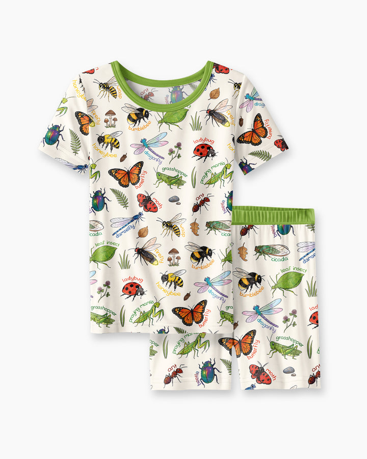 Bug Learning Bamboo Two Piece Short Sleeve Shorts Pajama Set
