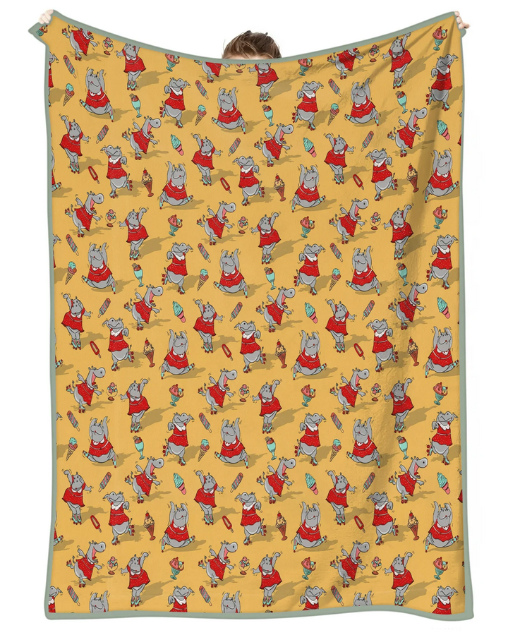 Dancing Hippo Treats Bamboo Blanket