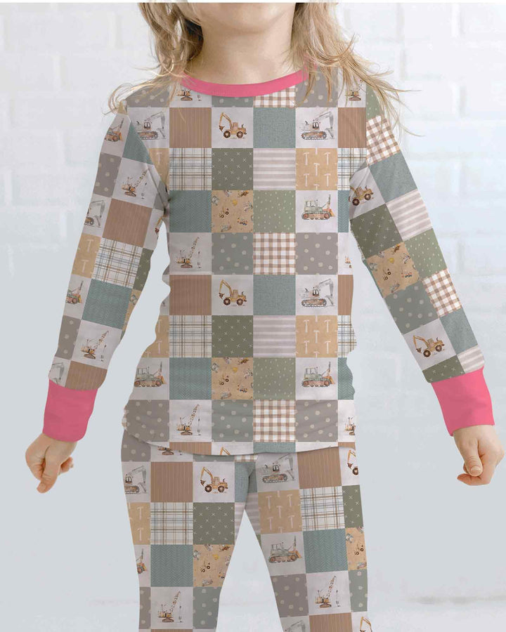 Construction Trucks Bamboo Two Piece Long Sleeve Pajama Set
