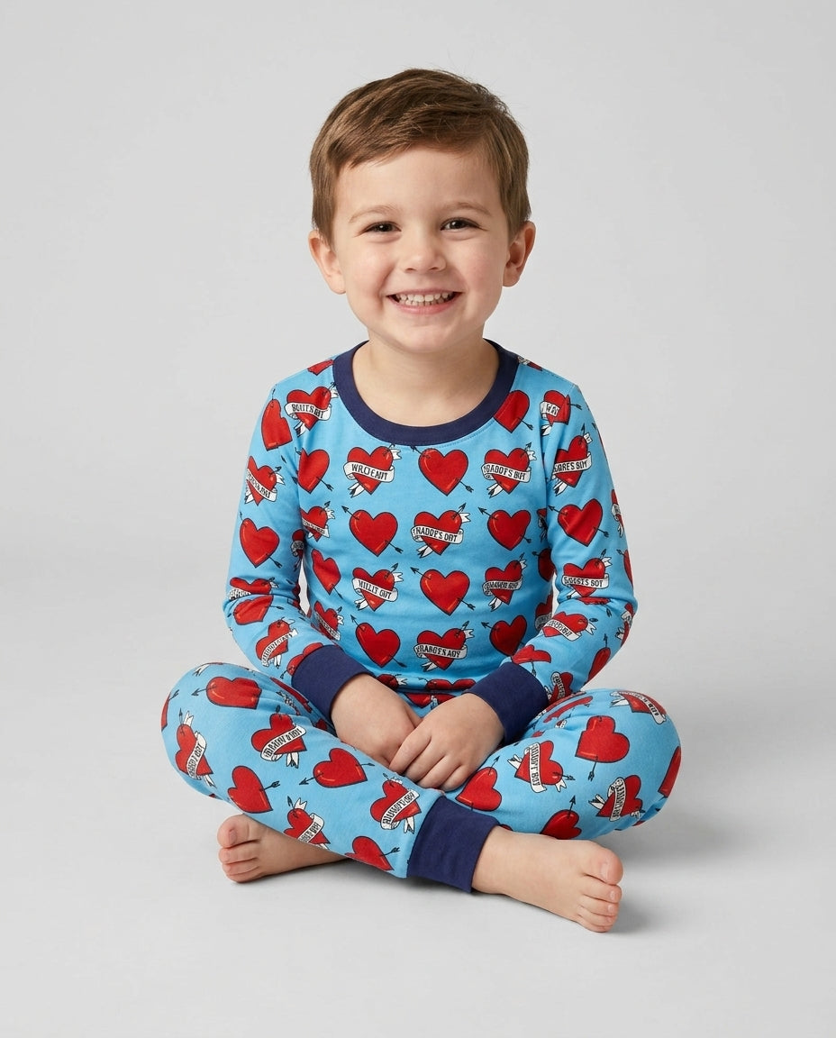 Zweiteiliges Langarm-Pyjama-Set mit Sommerfrüchten