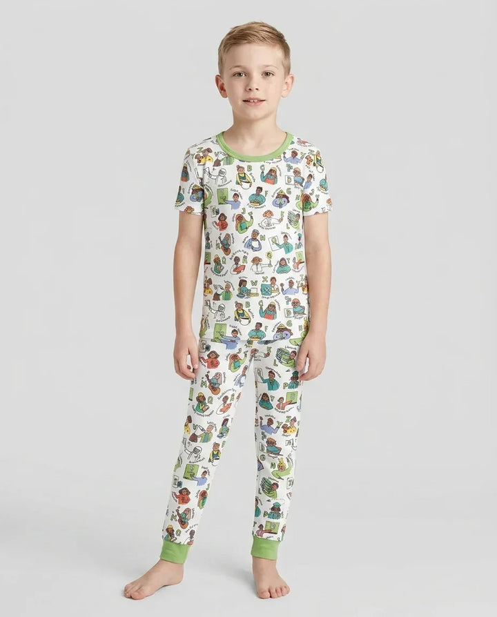Conjunto de pijama de dos piezas de manga corta de bambú
