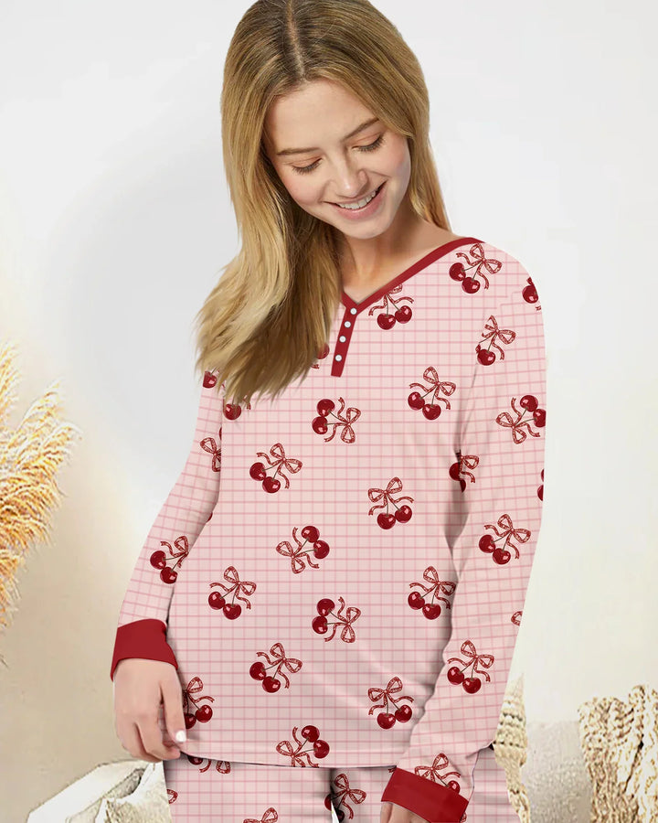 Cherry Mom and Me Bamboo Women Pajama Set