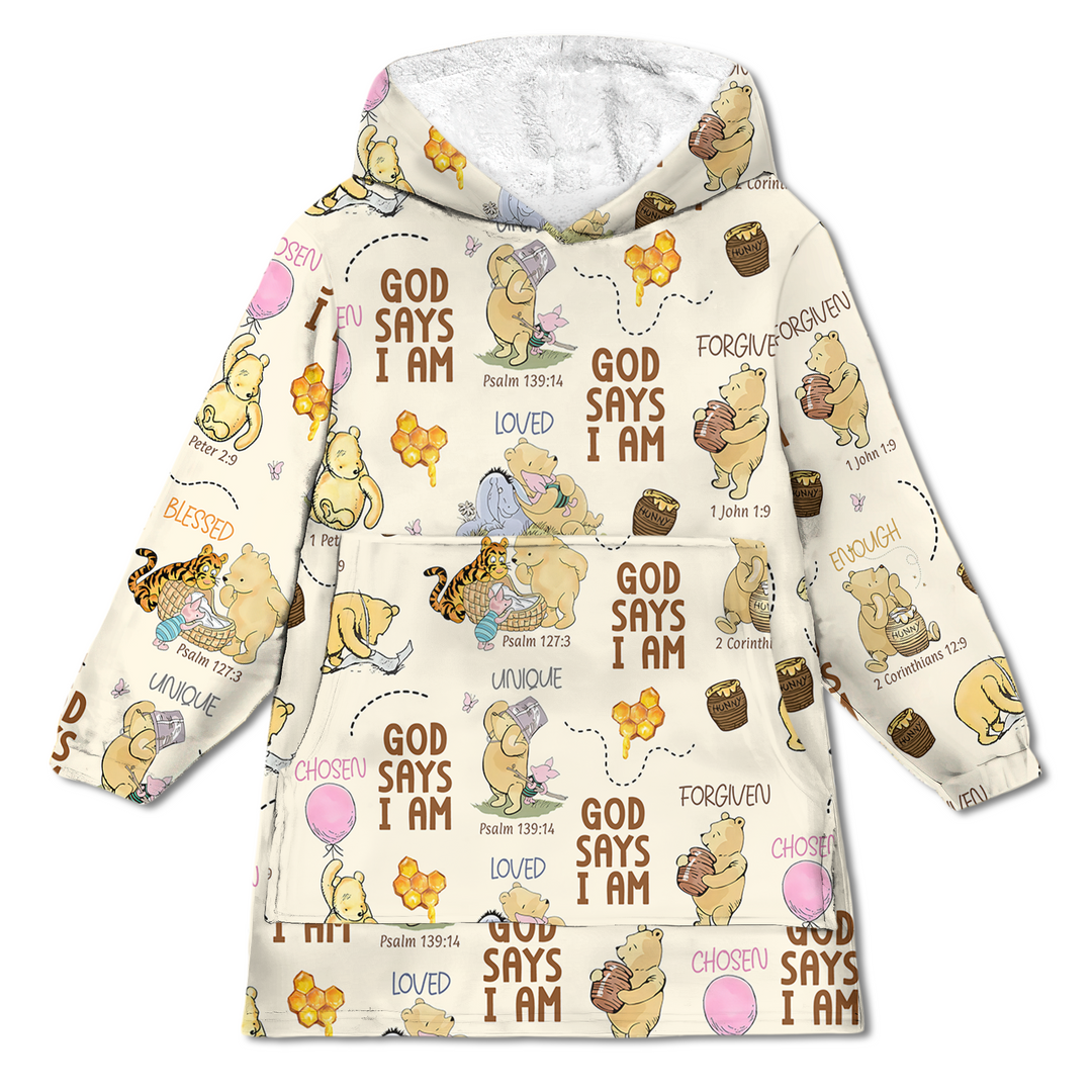 God Says I Am Little Blessings Blanket Hoodie