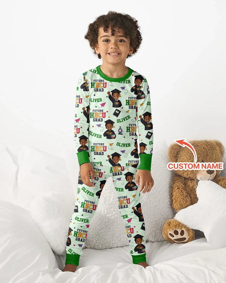 Custom Name Future HBCU Grad Bamboo Two Piece Long Sleeve Pajama Set