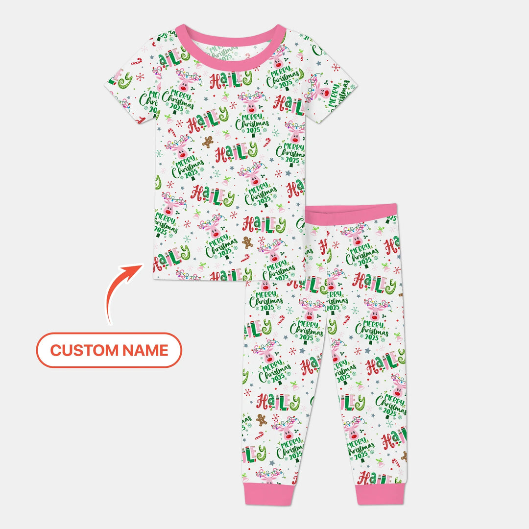 Custom Name "Whimsical Little Things" Two Piece Short Sleeve Pajama Set