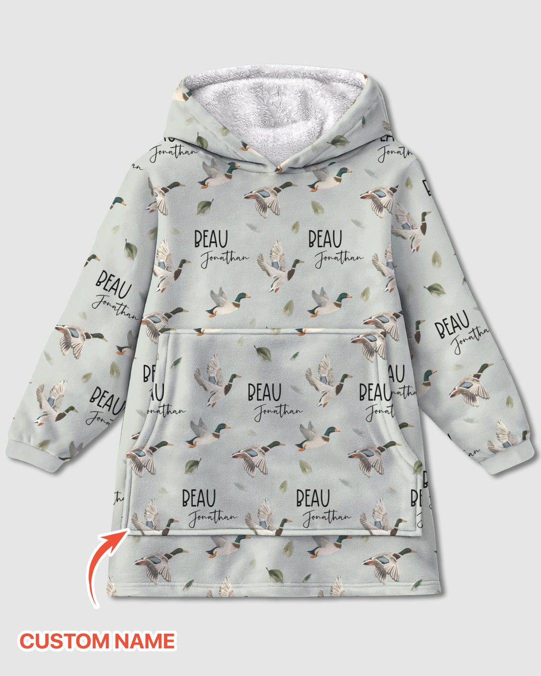 Custom Name Mallard Duck Blanket Hoodie
