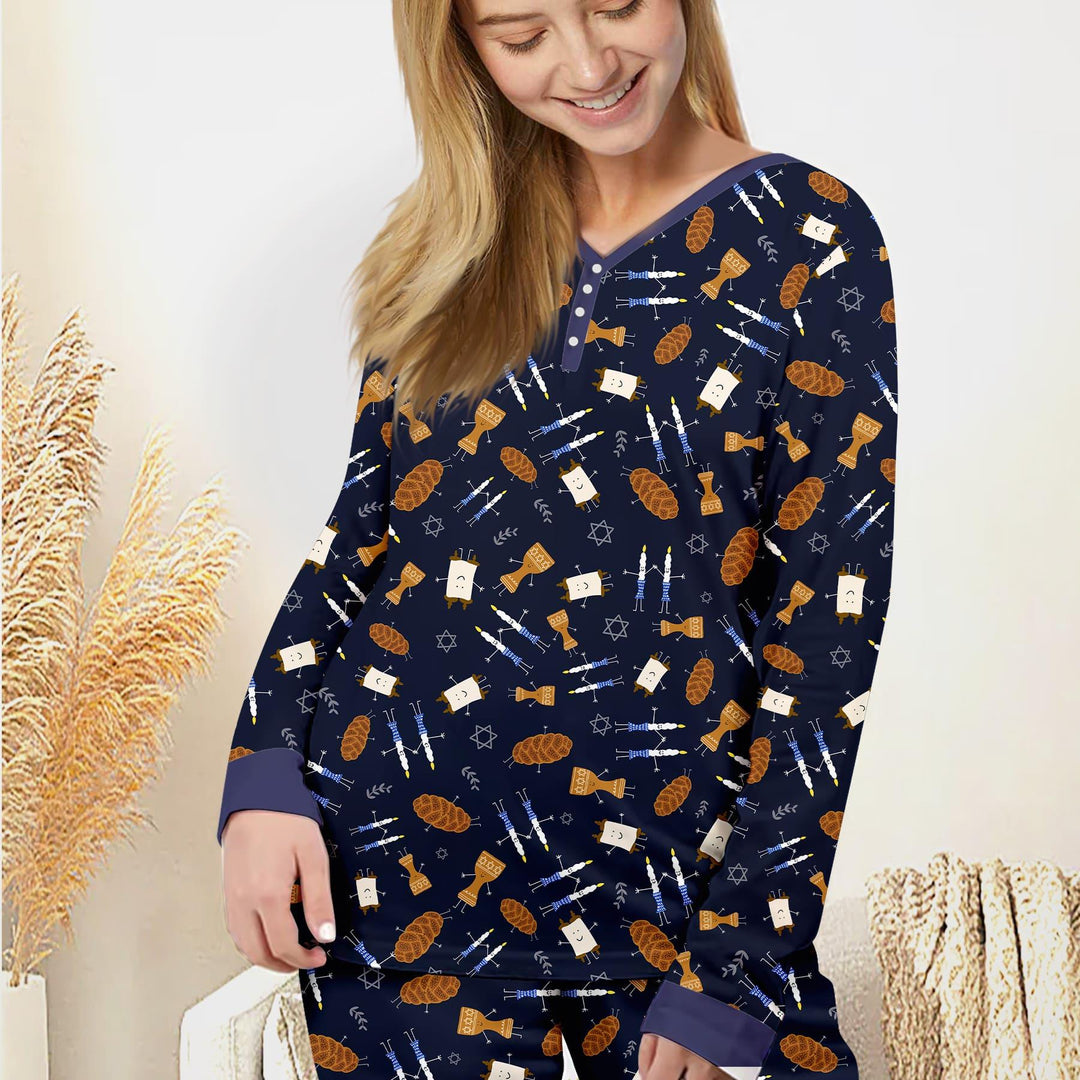 Shabbat Shalom Family Matching Custom Women Pajama Set