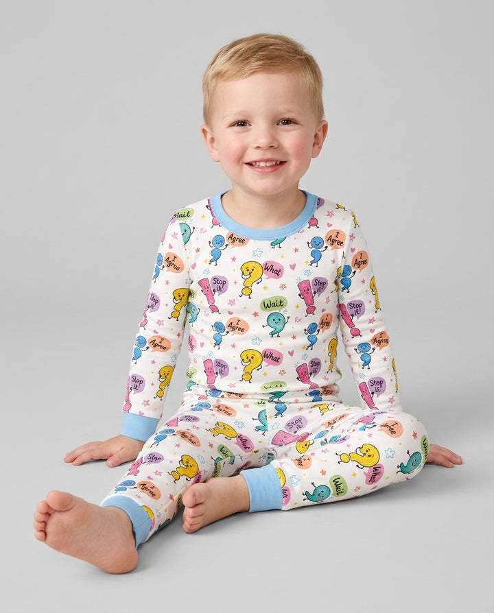 Punctuation Emotion Two Piece Long Sleeve Pajama Set