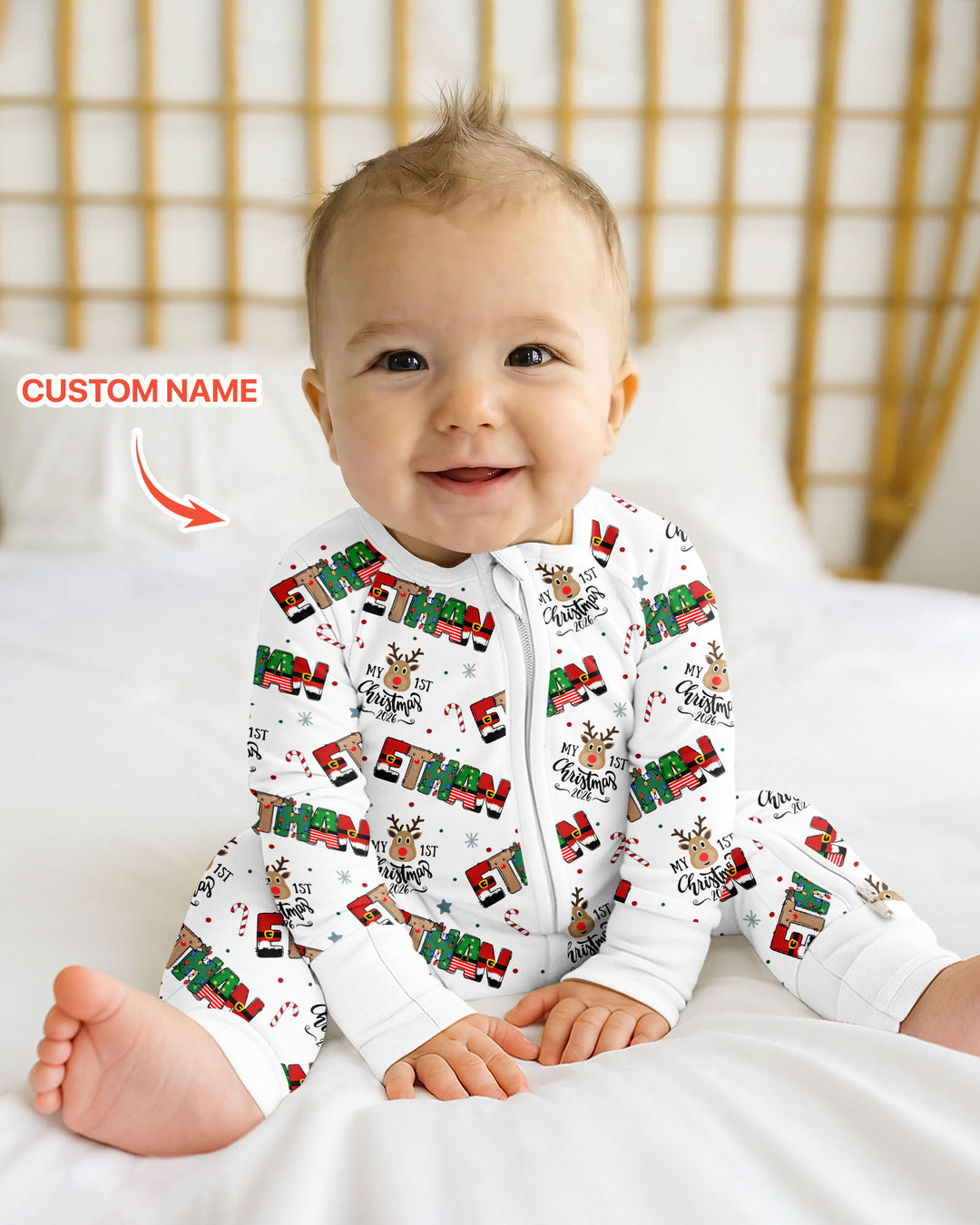 Custom Name My First Christmas 2026 Bamboo Convertible Zippy (G)