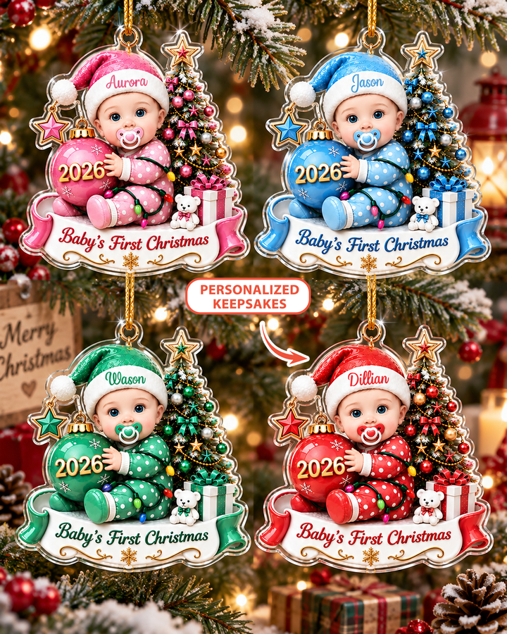 Custom Baby’s First Christmas 2026 Acrylic Ornament