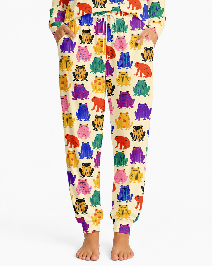Rainbow Frog Parade Bamboo Women Pajama Set