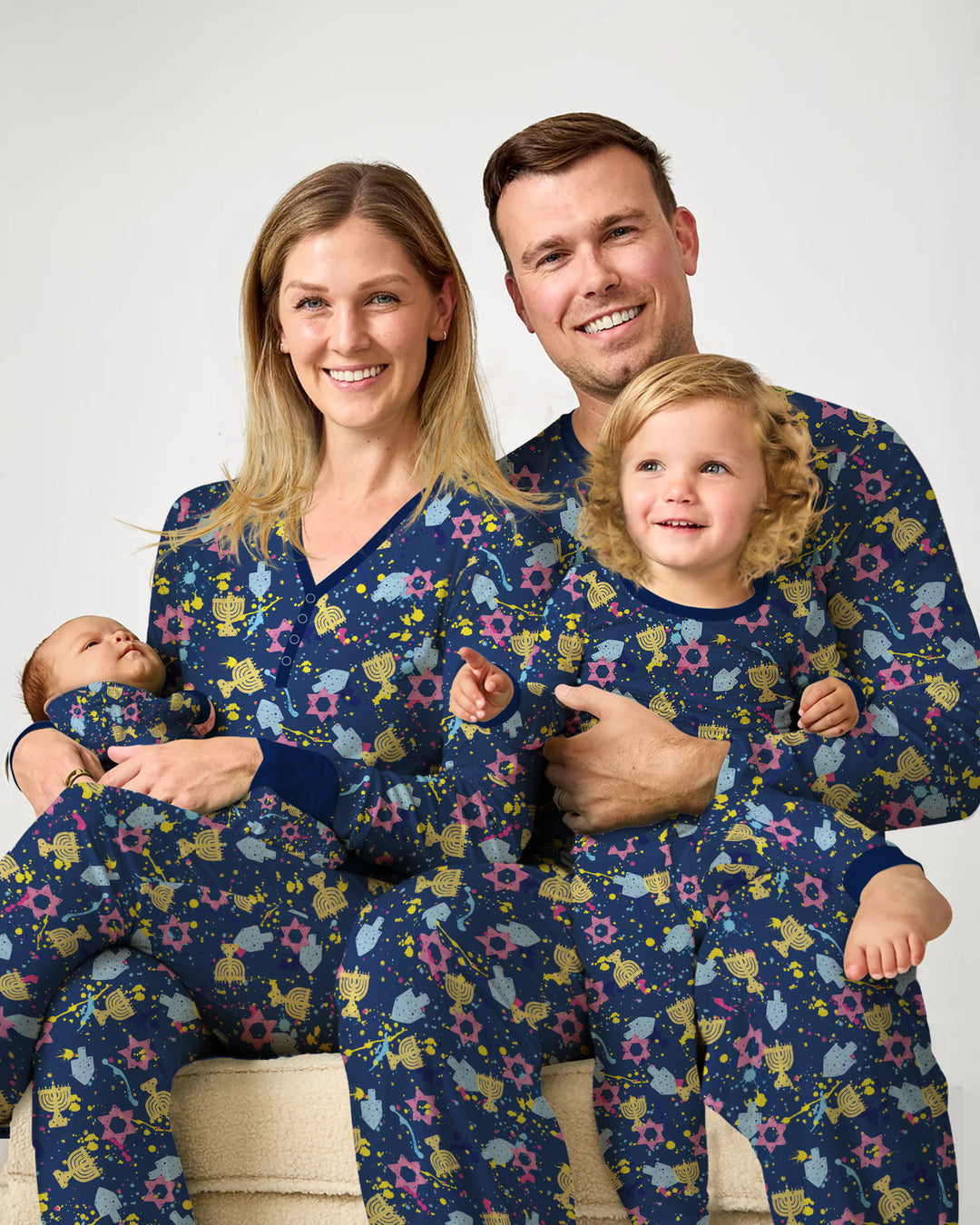 Hanukkah Family Splatter Paint  Bamboo Men's Pajama Set