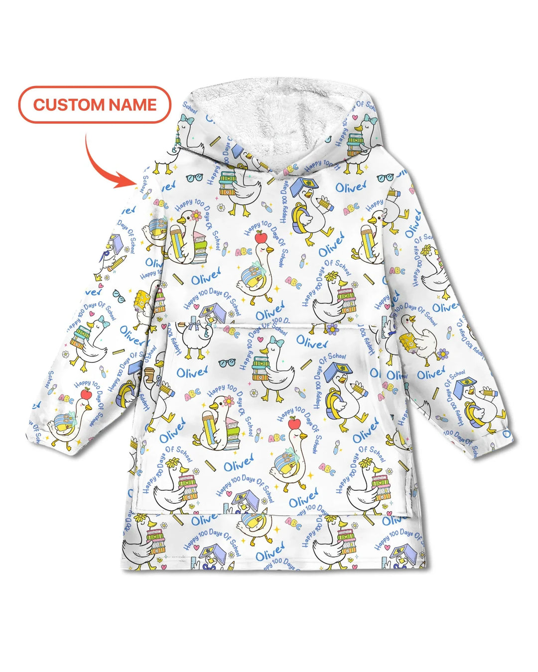 Custom Name Goose Happy 100 Days Of School Blanket Hoodie