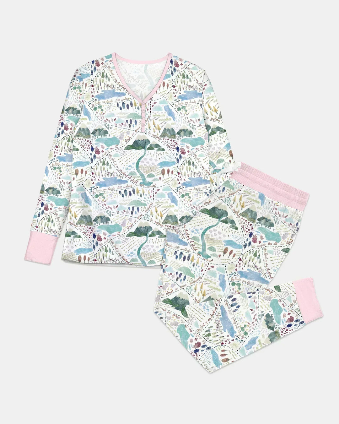 Whimsical Psalms 23 Map Women Pajama Set