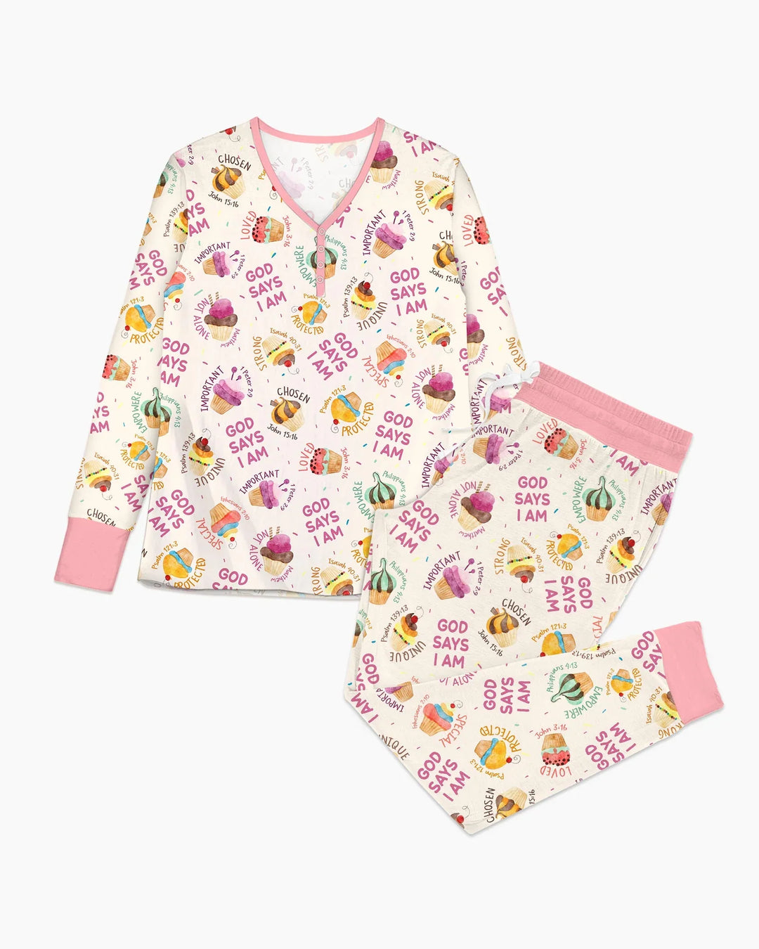 Cute Cupcake God Says I Am Bamboo Women Pajama Set