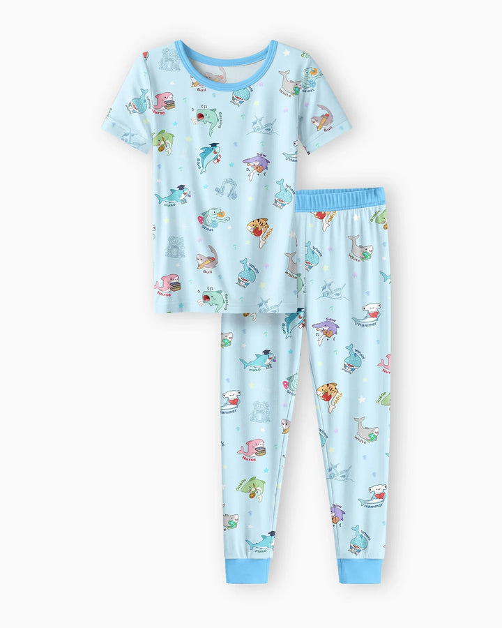 Shark School Bamboo Two Piece Short Sleeve Pajama Set