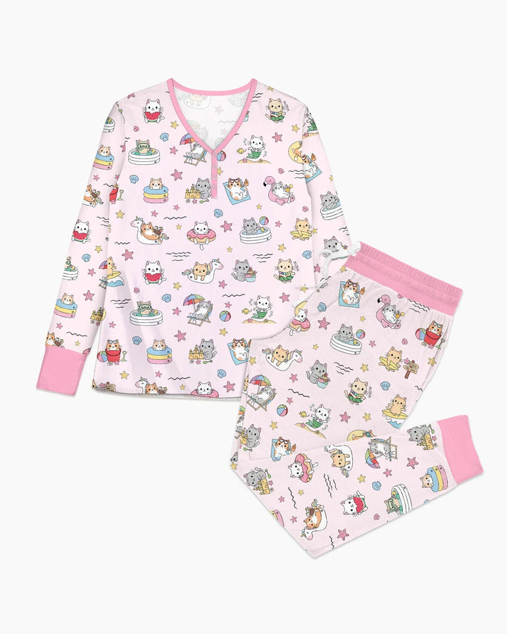Plantilla de conjunto de pijama de mujer de bambú