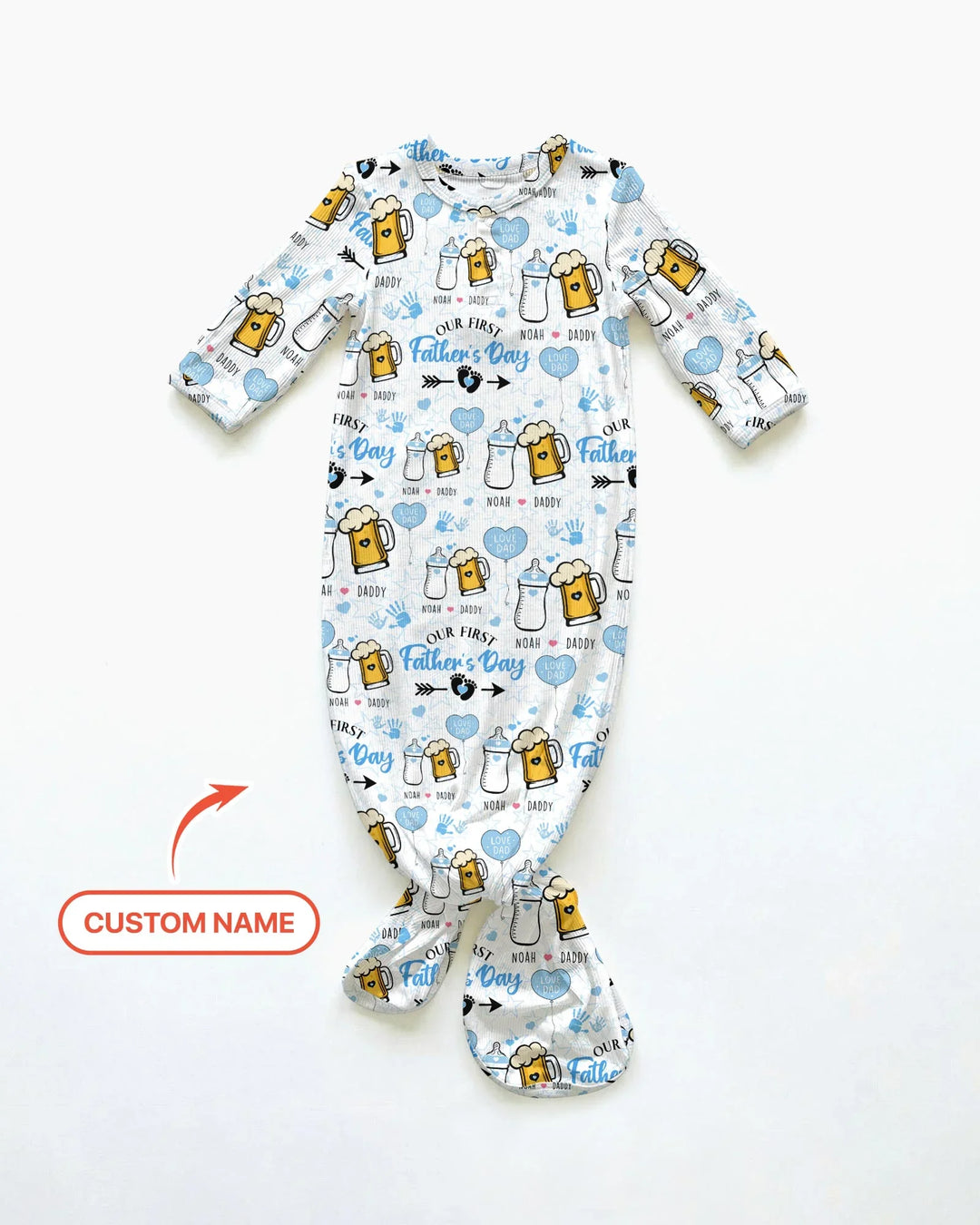 Bata con Nudo de Bambú para el Primer Día del Padre con Nombre Personalizado