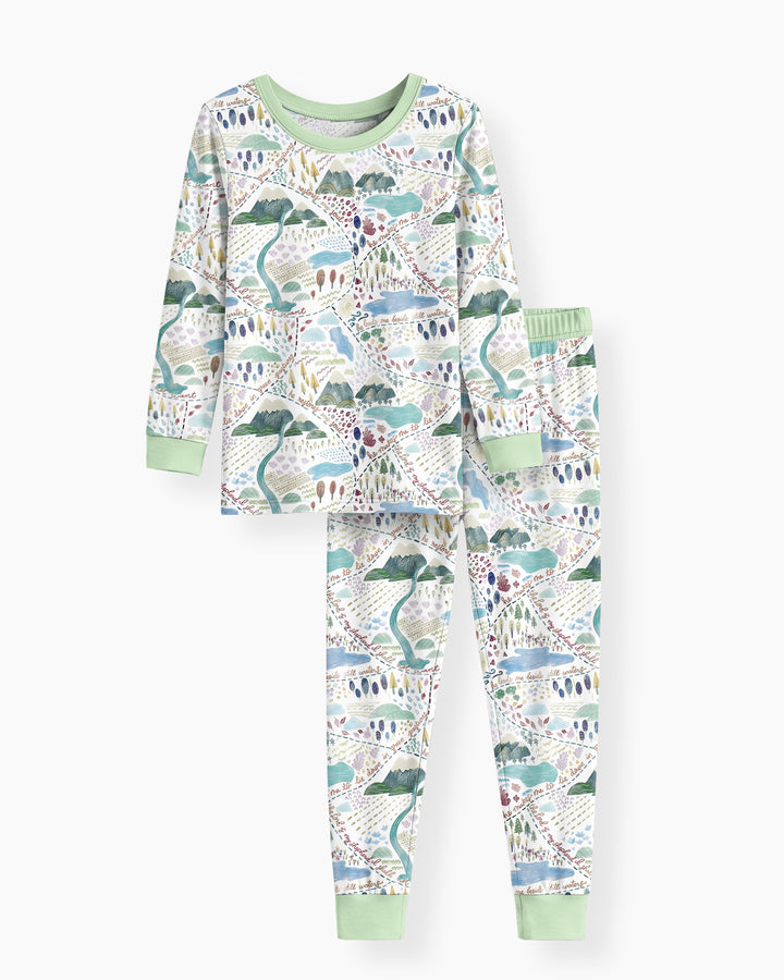 Whimsical Psalms 23 Map Bamboo Two Piece Long Sleeve Pajama Set