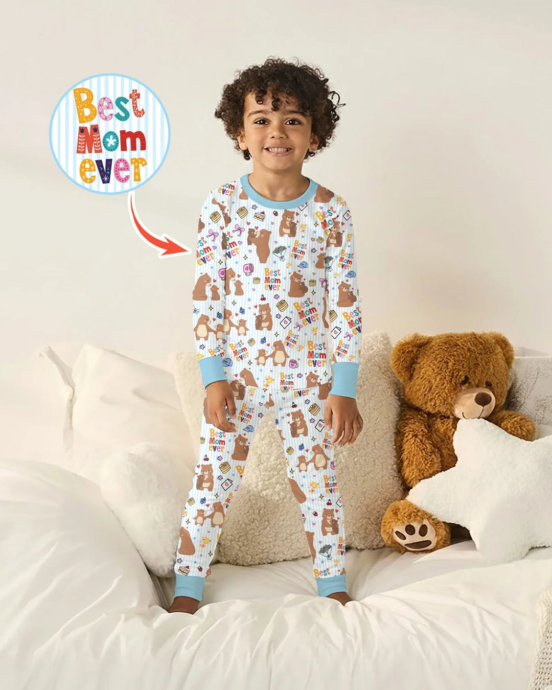 Best Mama Bear Ever Family Matching Bamboo Two Piece Long Sleeve Pajama Set