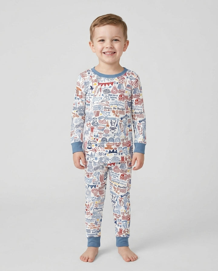 Liberty Doodle 250th Family Matching Bamboo Two Piece Long Sleeve Pajama Set